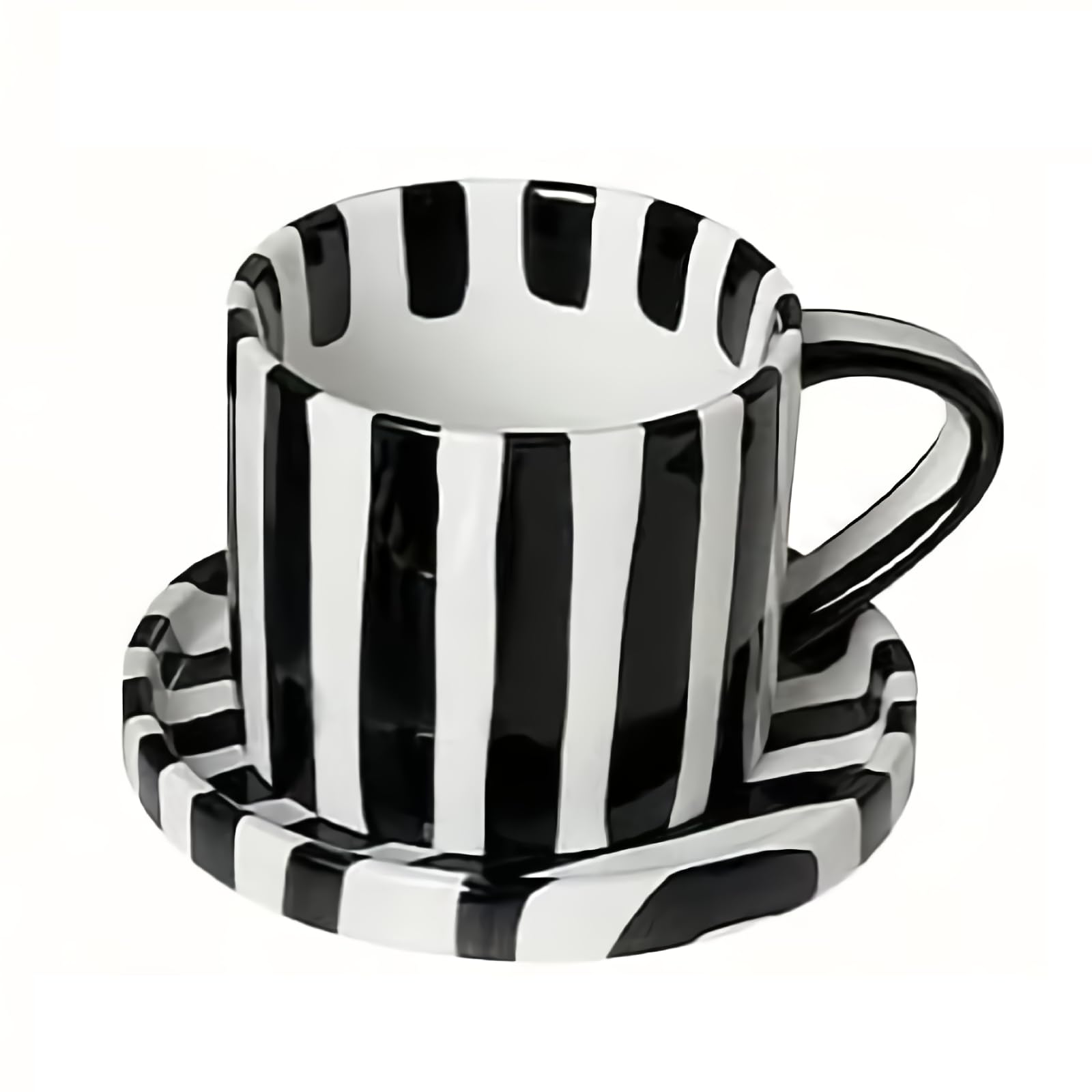 Amazon.com | Mualuwi Black and White Striped Tea Cup and Saucer